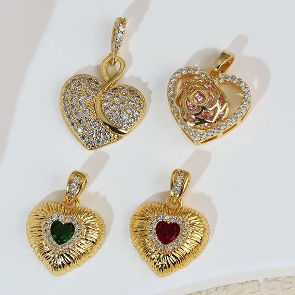 Jewelry Pendant Earrings Bracelet Necklace Accessories Retro Heart Shape Copper Electroplated