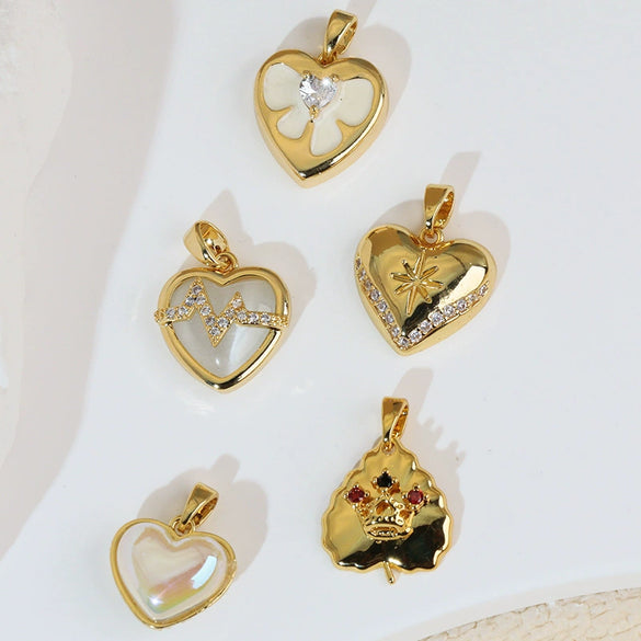 Jewelry Pendant Earrings Bracelet Necklace Accessories Retro Heart Shape Copper Electroplated