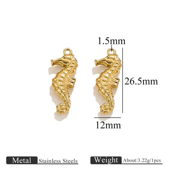 Jewelry Pendant Marine Series Stainless Steel Electroplated Seahorse Crab