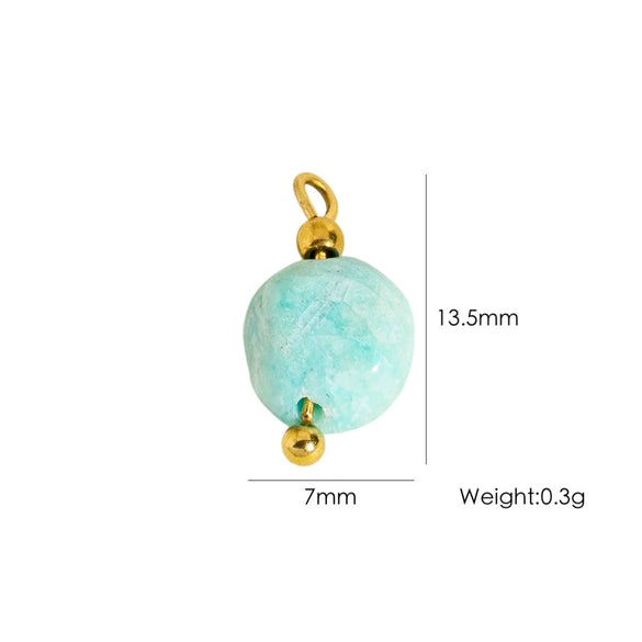 Jewelry Pendant Natural Stone Pearl Stainless Steel Geometric Electroplated Handmade