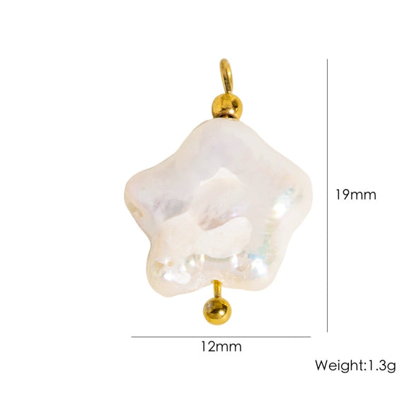 Jewelry Pendant Natural Stone Pearl Stainless Steel Geometric Electroplated Handmade