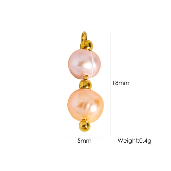 Jewelry Pendant Natural Stone Pearl Stainless Steel Geometric Electroplated Handmade