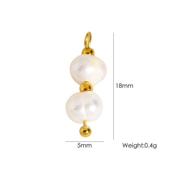 Jewelry Pendant Natural Stone Pearl Stainless Steel Geometric Electroplated Handmade