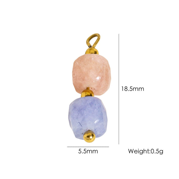 Jewelry Pendant Natural Stone Pearl Stainless Steel Geometric Electroplated Handmade