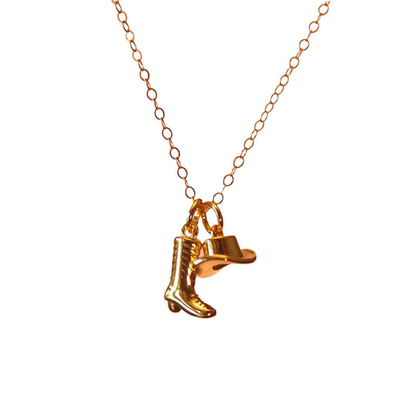 Jewelry Pendant Necklace Denim Boots Cowboy Hat Retro Style Copper Titanium Steel Electroplated 18K Gold