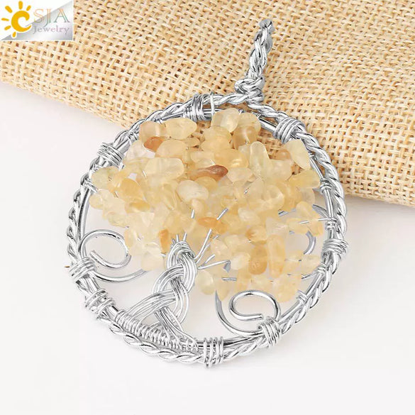 Jewelry Pendant Necklace Handmade Agate Colorful Stone Winding Wax Rope White Plated