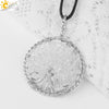 Jewelry Pendant Necklace Handmade Agate Colorful Stone Winding Wax Rope White Plated