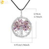 Jewelry Pendant Necklace Handmade Agate Colorful Stone Winding Wax Rope White Plated