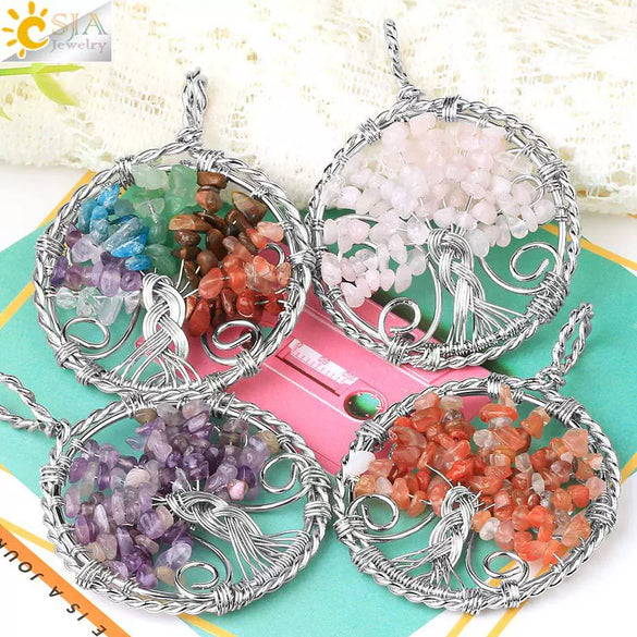 Jewelry Pendant Necklace Handmade Agate Colorful Stone Winding Wax Rope White Plated