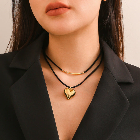 Jewelry Pendant Necklace Heart Shaped Copper Plastic Resin Flannel Electroplating