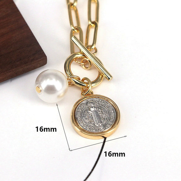 Jewelry Pendant Ring Necklace Copper Mixed Gemstone Inlay Geometric Round Electroplating Cuban Chain