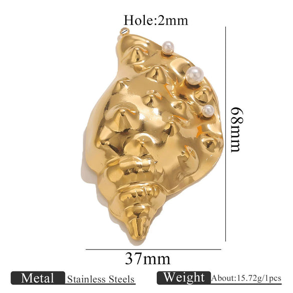 Jewelry Pendant Stainless Steel Conch Starfish Oval Electroplating