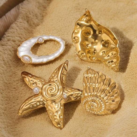 Jewelry Pendant Stainless Steel Conch Starfish Oval Electroplating