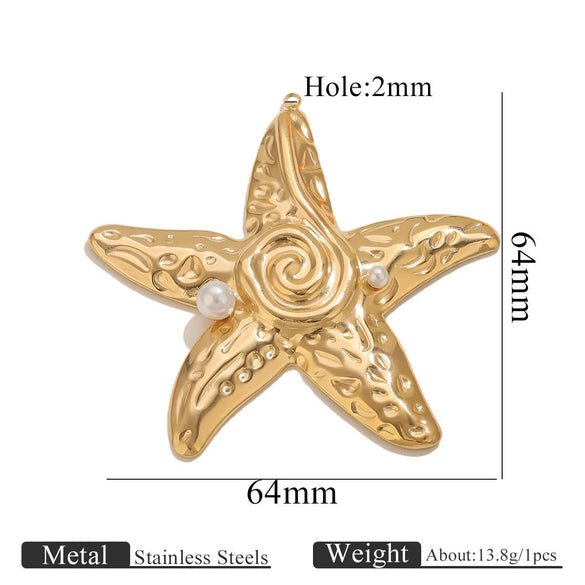 Jewelry Pendant Stainless Steel Conch Starfish Oval Electroplating
