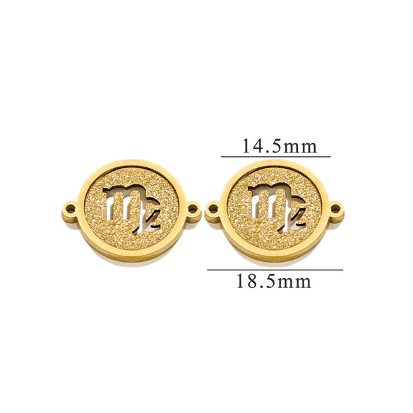 Jewelry Pendant Stainless Steel Constellation Double Hole Round Electroplating Design