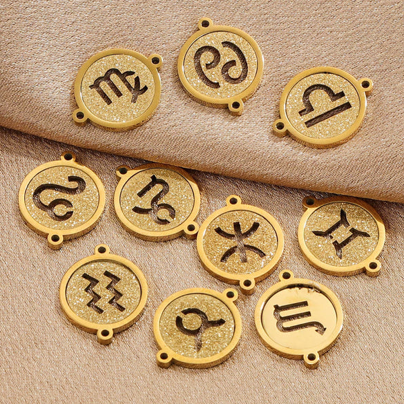 Jewelry Pendant Stainless Steel Constellation Double Hole Round Electroplating Design