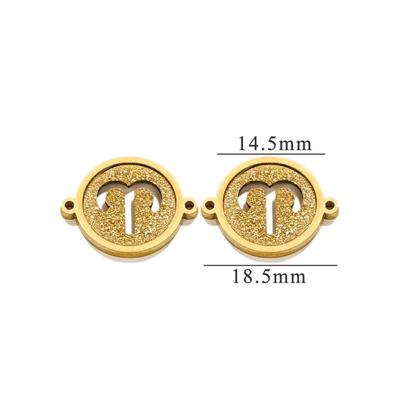 Jewelry Pendant Stainless Steel Constellation Double Hole Round Electroplating Design