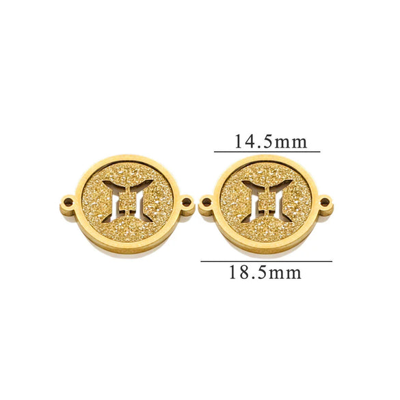 Jewelry Pendant Stainless Steel Constellation Double Hole Round Electroplating Design