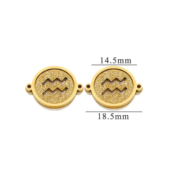 Jewelry Pendant Stainless Steel Constellation Double Hole Round Electroplating Design