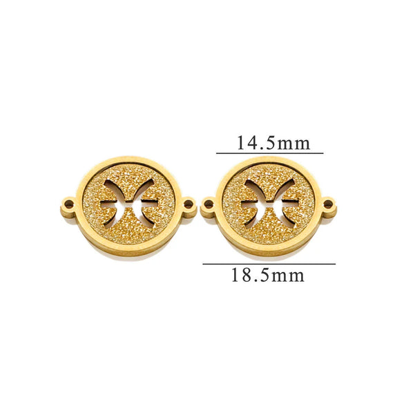 Jewelry Pendant Stainless Steel Constellation Double Hole Round Electroplating Design