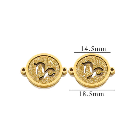 Jewelry Pendant Stainless Steel Constellation Double Hole Round Electroplating Design