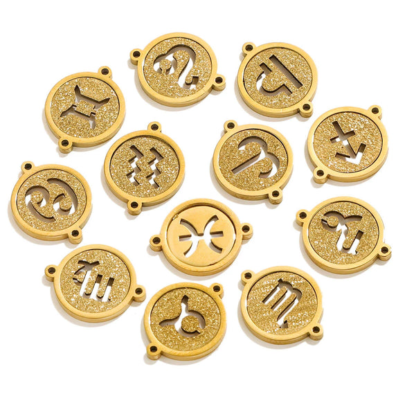 Jewelry Pendant Stainless Steel Constellation Double Hole Round Electroplating Design