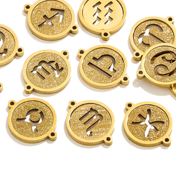 Jewelry Pendant Stainless Steel Constellation Double Hole Round Electroplating Design