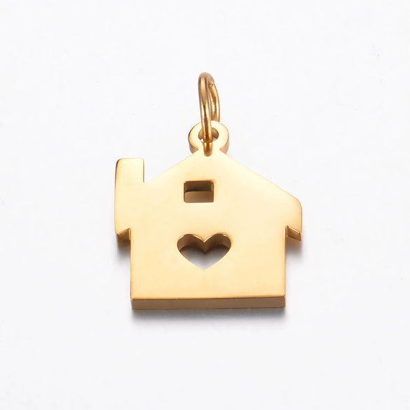 Jewelry Pendant Stainless Steel Heart House Cut Out Wings Polished Electroplated