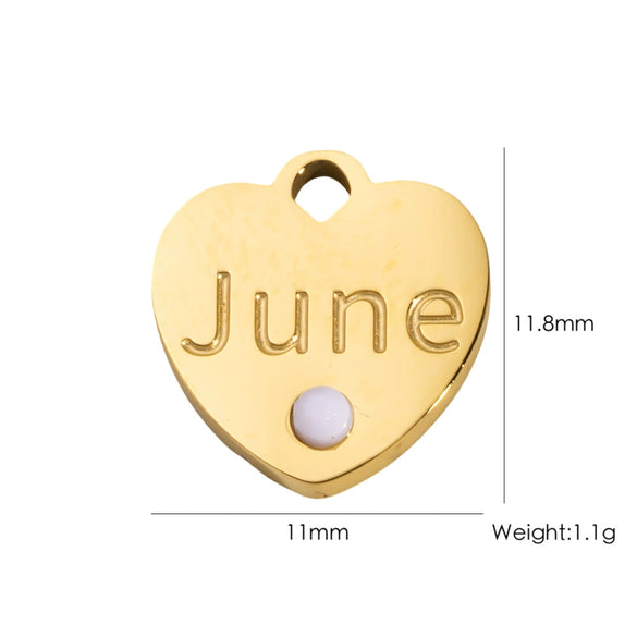 Jewelry Pendant Stainless Steel Heart Shaped Electroplated With Birthstone Pattern
