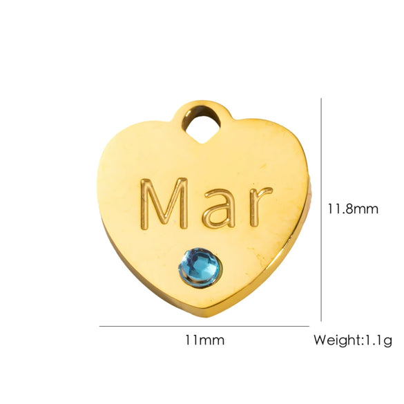 Jewelry Pendant Stainless Steel Heart Shaped Electroplated With Birthstone Pattern