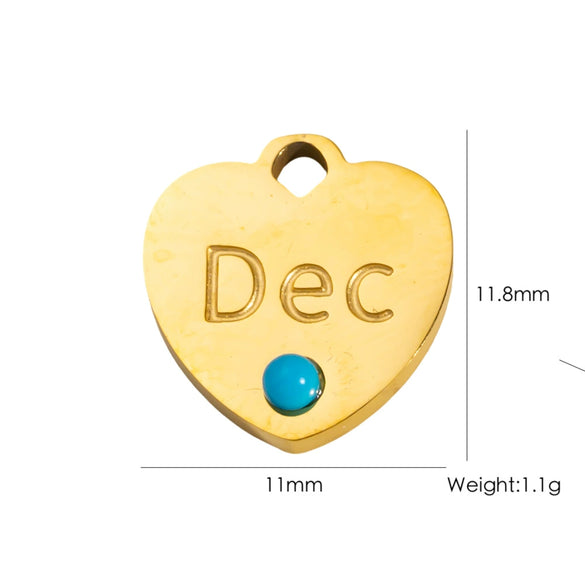 Jewelry Pendant Stainless Steel Heart Shaped Electroplated With Birthstone Pattern