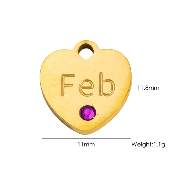 Jewelry Pendant Stainless Steel Heart Shaped Electroplated With Birthstone Pattern