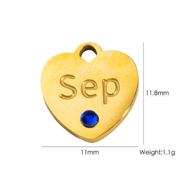 Jewelry Pendant Stainless Steel Heart Shaped Electroplated With Birthstone Pattern