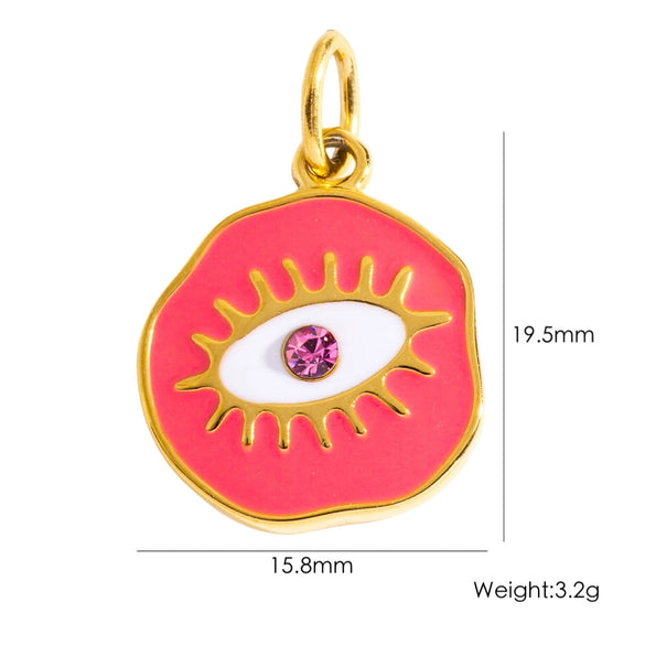Jewelry Pendant Stainless Steel Irregular Round Dripping Oil Eye Accessories
