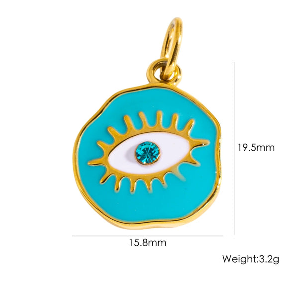 Jewelry Pendant Stainless Steel Irregular Round Dripping Oil Eye Accessories