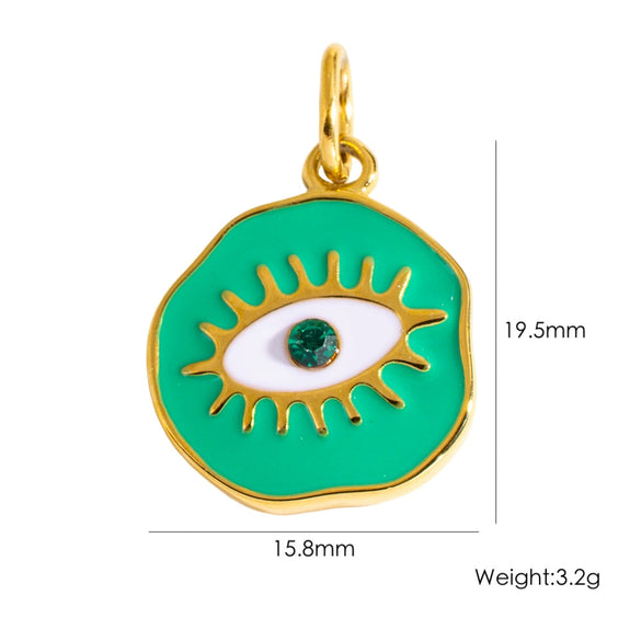 Jewelry Pendant Stainless Steel Irregular Round Dripping Oil Eye Accessories