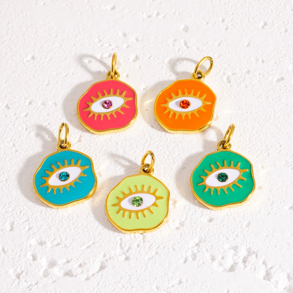 Jewelry Pendant Stainless Steel Irregular Round Dripping Oil Eye Accessories