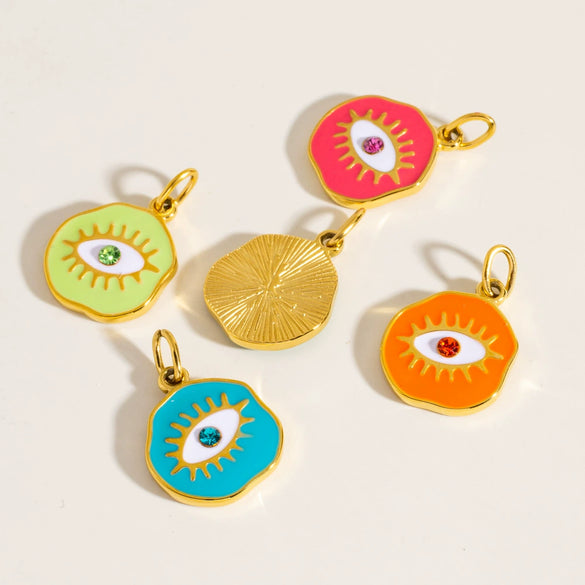 Jewelry Pendant Stainless Steel Irregular Round Dripping Oil Eye Accessories