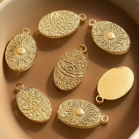 Jewelry Pendant Stainless Steel 18K Gold Plated Electroplating Craft Ellipse Handmade Diy Tarot Card