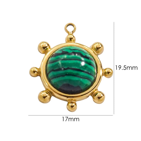 Jewelry Pendant Stainless Steel Natural Stone Inlay Retro Style Accessories