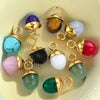 Jewelry Pendant Stainless Steel Natural Stone Oval Pine Cone Totem Handmade Electroplated
