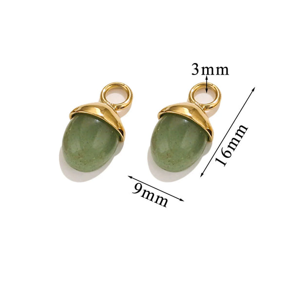 Jewelry Pendant Stainless Steel Natural Stone Oval Pine Cone Totem Handmade Electroplated