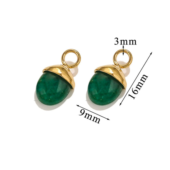 Jewelry Pendant Stainless Steel Natural Stone Oval Pine Cone Totem Handmade Electroplated