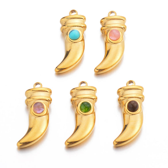 Jewelry Pendant Stainless Steel Natural Stone Spike Shape Electroplated