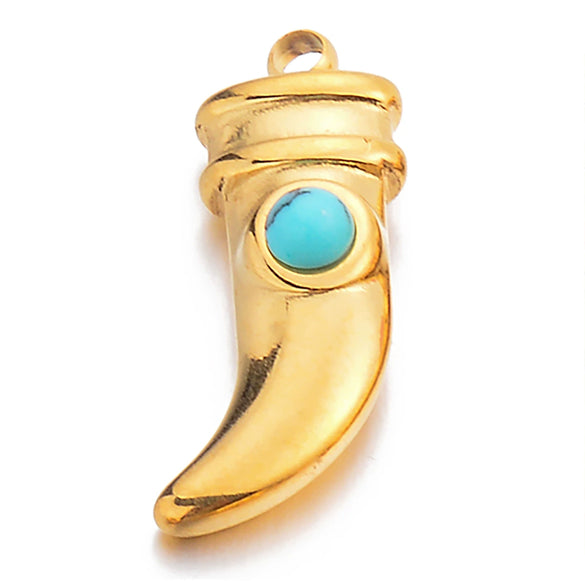 Jewelry Pendant Stainless Steel Natural Stone Spike Shape Electroplated