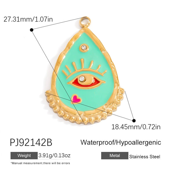 Jewelry Pendant Stainless Steel Oil Dripping Flower Devil's Eye Ocean Heart Electroplating