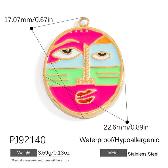 Jewelry Pendant Stainless Steel Oil Dripping Flower Devil's Eye Ocean Heart Electroplating
