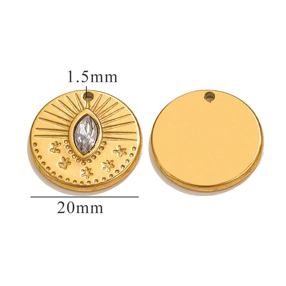 Jewelry Pendant Stainless Steel Tarot 3D Relief Fish Pattern Diamond Encrusted Electroplating