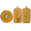 Jewelry Pendant Stainless Steel Tarot 3D Relief Fish Pattern Diamond Encrusted Electroplating