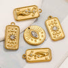 Jewelry Pendant Stainless Steel Tarot 3D Relief Fish Pattern Diamond Encrusted Electroplating